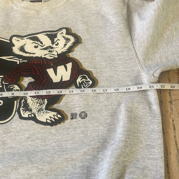 Vintage Wisconsin Badgers Sweatshirt RARE Crewneck Gray Varsity size Large - Picture 6 of 9